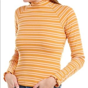 Free People Sunday Afternoon Copper Striped Cutout Back Long Sleeve Top